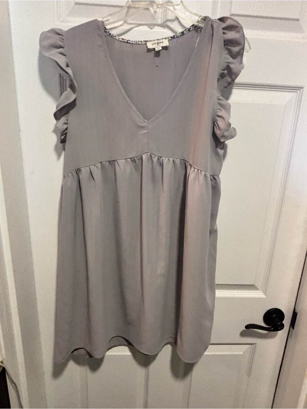 Umgee Gray Dress with Floral Trim